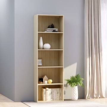 5-Tier Book Cabinet Sonoma Oak - Stylish & Modern Design