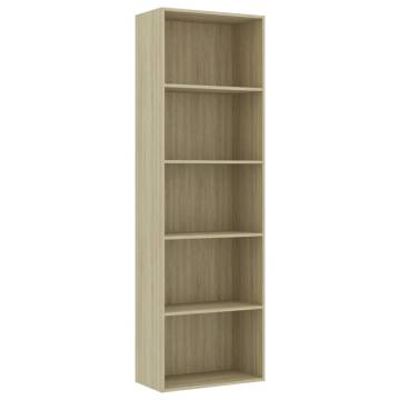 5-Tier Book Cabinet Sonoma Oak - Stylish & Modern Design