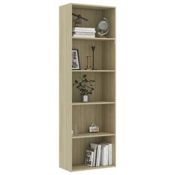 5-Tier Book Cabinet Sonoma Oak - Stylish & Modern Design