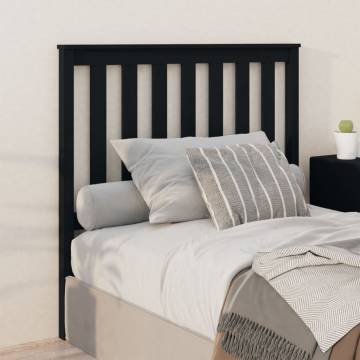 Stylish Black Solid Wood Pine Bed Headboard - 106x6x101 cm