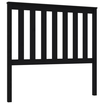 Stylish Black Solid Wood Pine Bed Headboard - 106x6x101 cm