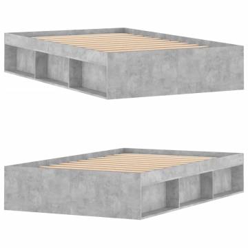 Concrete Grey Bed Frame 120x200 cm - Modern Bedroom Furniture