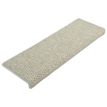 Self-Adhesive Stair Mats - Sisal-Look Grey, 15 pcs | Hipomarket