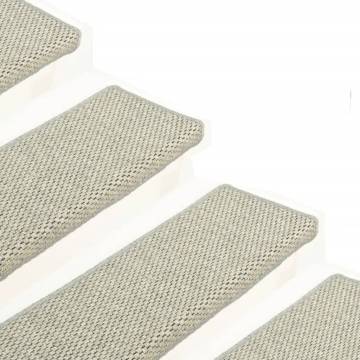 Self-Adhesive Stair Mats - Sisal-Look Grey, 15 pcs | Hipomarket