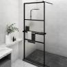 Walk-in Shower Wall with Shelf Black 80x195 cm ESG Glass&Aluminium Colour black Size 80 x 195 cm Model half frosted 