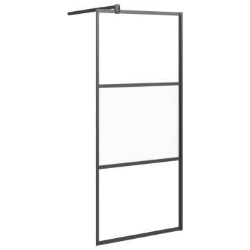 Walk-in Shower Wall with Shelf - Black 80x195 cm ESG Glass