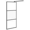 Walk-in Shower Wall with Shelf - Black 80x195 cm ESG Glass