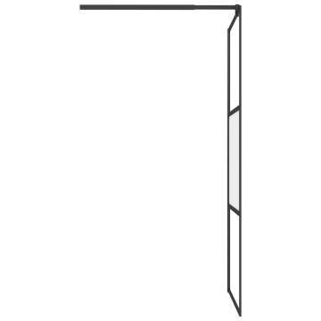 Walk-in Shower Wall with Shelf - Black 80x195 cm ESG Glass