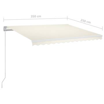 Manual Retractable Awning with LED - 350x250 cm Cream