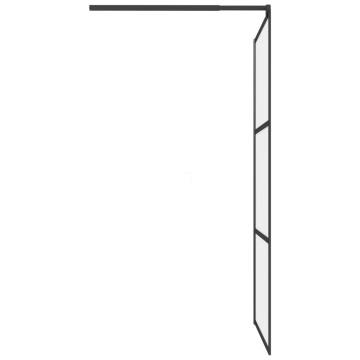 Walk-in Shower Wall 100x195 cm | Frosted ESG Glass Black