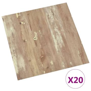 Self-Adhesive PVC Flooring Planks - 20 Pcs, Brown