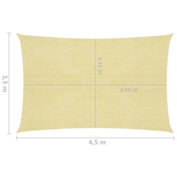 Beige HDPE Sunshade Sail 3.5x4.5m - UV Protection