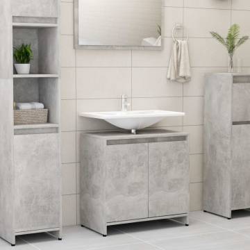 Stylish Bathroom Cabinet in Concrete Grey | 60x33x61 cm