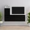 TV Cabinets 3 pcs Black Solid Wood Pine | Stylish Storage Solution