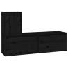 TV Cabinets 3 pcs Black Solid Wood Pine | Stylish Storage Solution