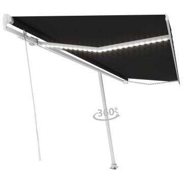 Manual Retractable Awning with LED - 500x350 cm Anthracite