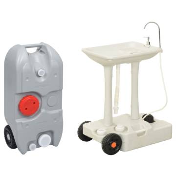 Camping Hand Wash Stand with Wheeled Water Tank - Grey