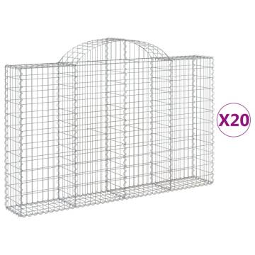 Arched Gabion Baskets 20 pcs - Galvanised Iron 200x30x120 cm