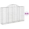 Arched Gabion Baskets 20 pcs - Galvanised Iron 200x30x120 cm