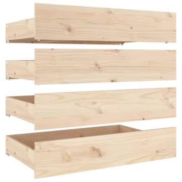 4 pcs Solid Wood Pine Bed Drawers - Maximise Storage Space