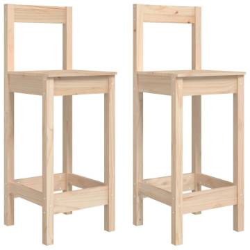 Rustic Bar Chairs - 2 pcs Solid Pine | HipoMarket UK