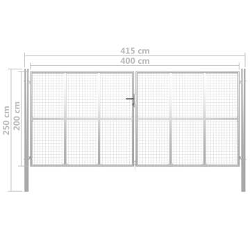 Garden Gate Galvanised Steel 415x250 cm Silver | HipoMarket