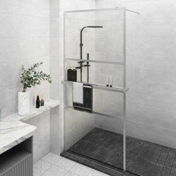 Walk-in Shower Wall with Shelf Chrome 100x195 cm - ESG Glass