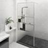 Walk-in Shower Wall with Shelf Chrome 100x195 cm ESG Glass&Aluminium Colour chrome Size 100 x 195 cm Model 2 horizontal bars 