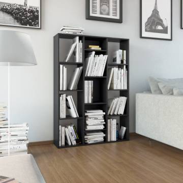 Stylish Black Room Divider & Book Cabinet - 100x24x140 cm