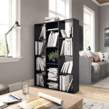 Stylish Black Room Divider & Book Cabinet - 100x24x140 cm