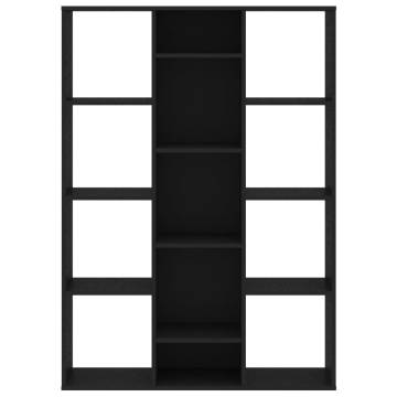 Stylish Black Room Divider & Book Cabinet - 100x24x140 cm