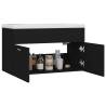 Stylish Sink Cabinet with Built-in Basin - Black Engineered Wood