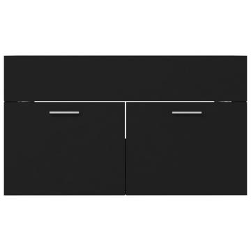 Stylish Sink Cabinet with Built-in Basin - Black Engineered Wood