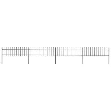 Elegant 6.8m Steel Garden Fence with Spear Top - Black