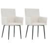 Elegant Cream Fabric Dining Chairs with Armrests - 2 pcs Set