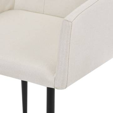 Elegant Cream Fabric Dining Chairs with Armrests - 2 pcs Set