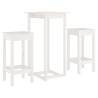 3 Piece White Solid Wood Pine Bar Set - Stylish & Durable