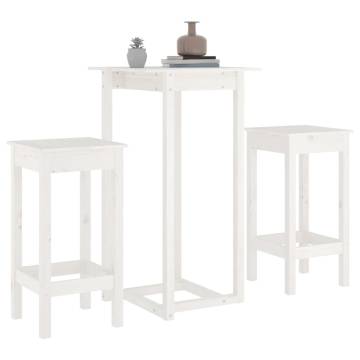 3 Piece White Solid Wood Pine Bar Set - Stylish & Durable