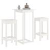 3 Piece White Solid Wood Pine Bar Set - Stylish & Durable