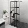 Walk-in Shower Wall with Shelf Black 100x195 cm ESG Glass&Aluminium Colour transparent Size 100 x 195 cm Model 4x4 grids 