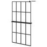 Modern Walk-in Shower Wall with Shelf Black 100x195 cm