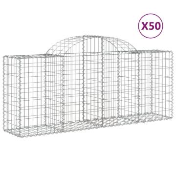 Arched Gabion Baskets - 50 pcs Galvanised Iron 200x50x80/100 cm