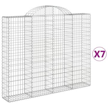 Arched Gabion Baskets - 7 pcs Galvanised Iron Garden Barriers