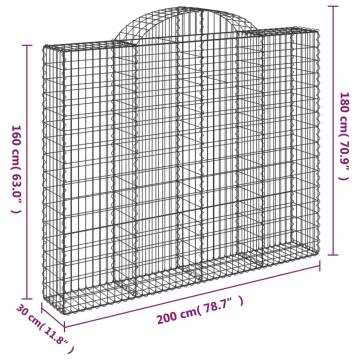 Arched Gabion Baskets - 7 pcs Galvanised Iron Garden Barriers