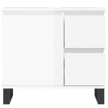 3 Piece High Gloss White Bathroom Furniture Set | Hipomarket