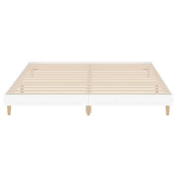 White Bed Frame 200x200 cm - Engineered Wood | Hipo Market