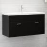 Sink Cabinet with Built-in Basin Black Engineered Wood Colour black Size 90 x 38.5 x 46 cm Quantity in Package 1 Model with faucet 