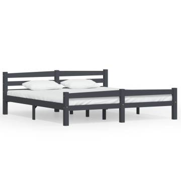 Dark Grey Pinewood Bed Frame 180x200 cm Super King - HipoMarket