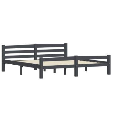 Dark Grey Pinewood Bed Frame 180x200 cm Super King - HipoMarket