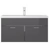 High Gloss Grey Sink Cabinet with Built-in Basin | Hipo Market